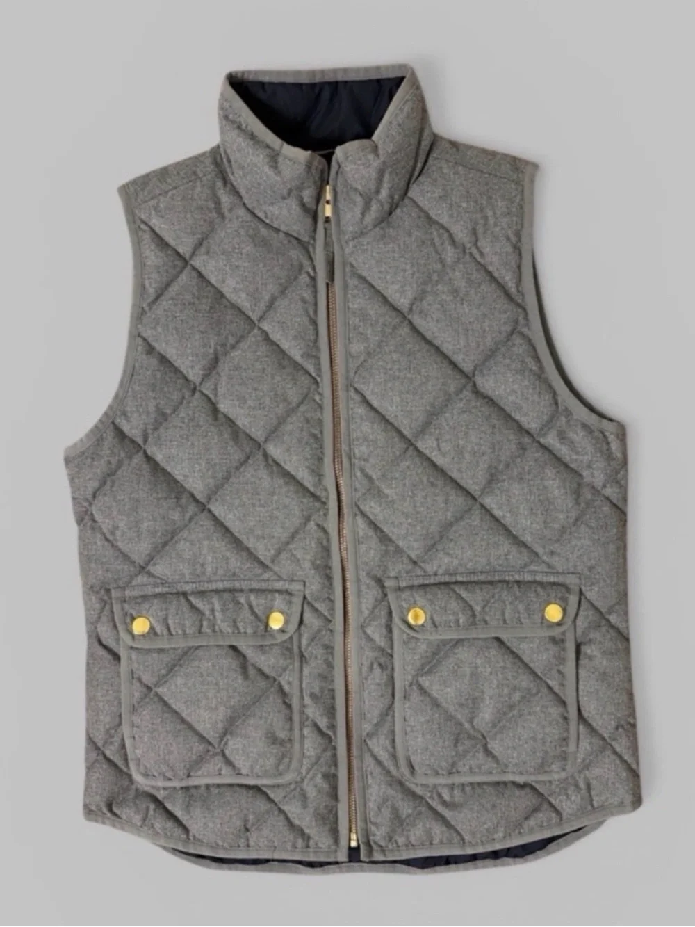 J. Crew Heather Gray Excursion Quilted Down Vest